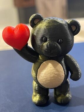 Custom 3D Bear Figurine Holding Up Heart 2.5”